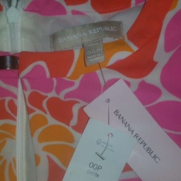 BANANA Republic bright colored floral pattern dress  size 00 New - Picture 5 of 5